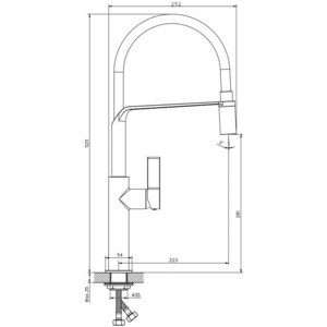 Смеситель для кухни Rush с гибким изливом, хром/черный (MS9035-35Black)