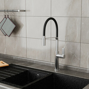 Смеситель для кухни Rush с гибким изливом, хром/черный (MS9035-35Black)