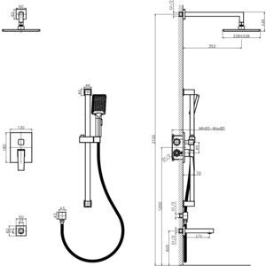 Душевая система Rush Thira матовая черная (TR3635-60Black)