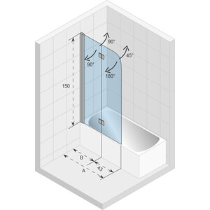 Шторка для ванны Riho Novik Z500 100х150 Universal прозрачная, хром (G003041120)