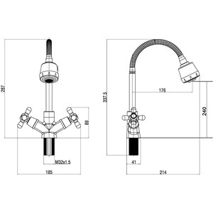 Смеситель для кухни Orange Onelife гибкий излив с душем, хром (P03-004cr)