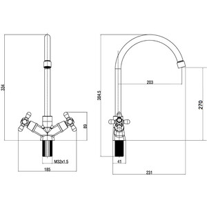 Смеситель для кухни Orange Onelife полимерный, хром/черный (P03-007cr)
