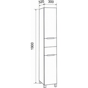 Пенал Emmy Вита 30х190 левый, белый (vit30penA2-l)