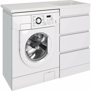 Тумба под раковину Emmy Джерси 48х48 три ящика, под стиральную машину, белая (jsy110-3kmlXr/l)