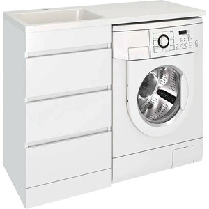 Тумба под раковину Emmy Джерси 58х48 три ящика, под стиральную машину, белая (jsy120-3kmlXr/l)