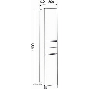 Пенал Emmy Джерси 30х190 левый, белый (jsy30penA2-l)