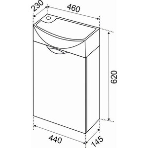 Тумба под раковину Emmy Милли 44х15 правая, белый (mil46melbel-r)