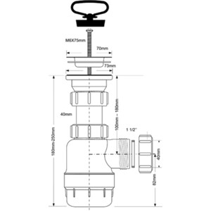 Сифон для кухонной мойки McAlpine с решеткой D70 и патрубком D40 (MRSK2)