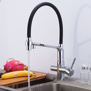 Смеситель для кухни Gappo G4398-7 с подключением фильтра, хром черный (6959477695704)