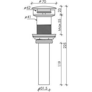 Донный клапан Ceramicanova Click-Clack без перелива, хром (CN2000CH)
