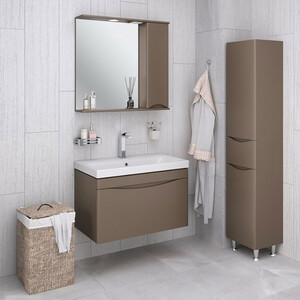 Зеркальный шкаф Runo Афина 80х75 правый, бежевый (00-00001216)