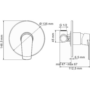 Смеситель для душа Wasserkraft Dill хром (6151)