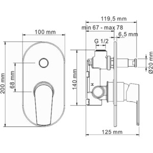 Смеситель для ванны Wasserkraft Dill хром (6161)