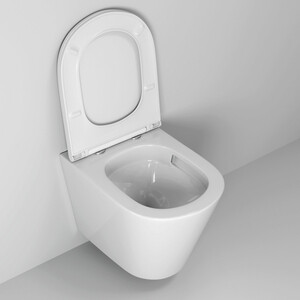 Унитаз подвесной безободковый Grossman Tornado с тонким сиденьем-микролифт, белый (GR-4478SQ)