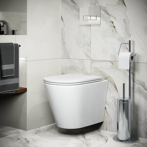 Унитаз подвесной безободковый Grossman Tornado с тонким сиденьем-микролифт, белый (GR-4478SQ)