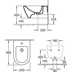 Биде подвесное Villeroy Boch Subway 2.0 37, 5х56, 5 см (5400 0001)