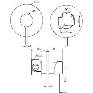 Смеситель для душа Damixa Scandinavian Pure встраиваемый, хром (367500000)