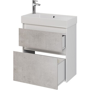 Тумба под раковину Dreja Slim 62х31 белый глянец/бетон (99.0503)