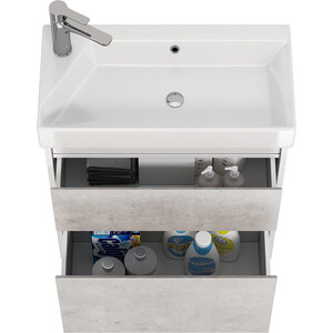 Тумба под раковину Dreja Slim 62х31 белый глянец/бетон (99.0503)