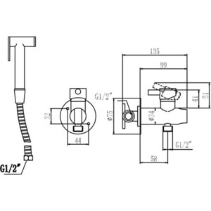 Смеситель для душа Savol с гигиенической лейкой, хром (S-FXQ002)