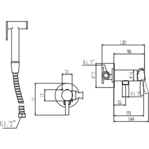 Смеситель для душа Savol с гигиенической лейкой, черный (S-FXQ003H)