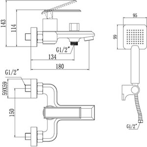 Смеситель для ванны Savol хром (S-600103T)
