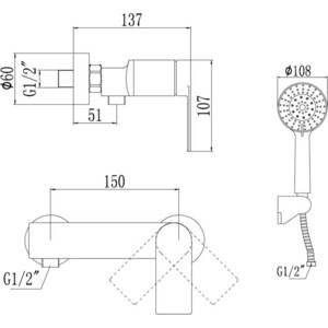 Смеситель для душа Savol хром (S-601815)