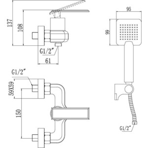 Смеситель для душа Savol хром (S-600107T)