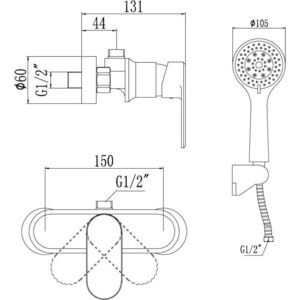 Смеситель для душа Savol хром (S-600305S)