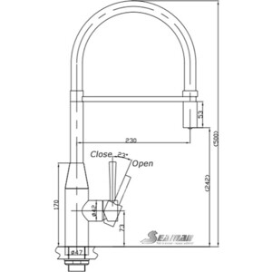 Смеситель для кухни Seaman Visconti с подключением фильтра, хром/черный (SSL-7671-WP)