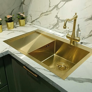 Смеситель для кухни Seaman Visconti с подключением фильтра, светлое золото (SSL-7517-LG)