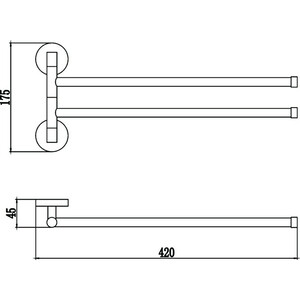 Полотенцедержатель поворотный Savol серия 87 двойной, хром (S-008702)