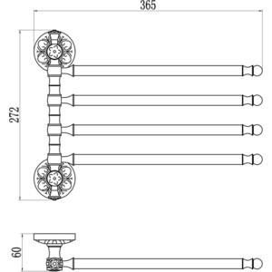 Полотенцедержатель поворотный Savol серия 58с четверной, бронза (S-005804C)