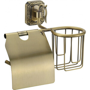 Держатель туалетной бумаги и освежителя Savol серия 64 с крышкой, бронза (S-L06451)