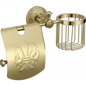 Держатель туалетной бумаги и освежителя Savol серия 58b с крышкой, золото (S-L05851B)