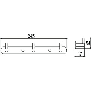 Планка Savol 3 крючка, черный (S-007213H)