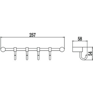 Планка Savol 4 крючка, хром (S-006204)