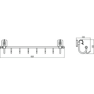 Планка Savol серия 64 6 крючков, бронза (S-006476)