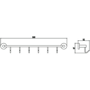 Планка Savol серия 87 6 крючков, хром (S-008776)