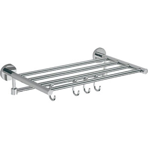 Полка для полотенец Savol серия 87 40 см, 4 крючка, хром (S-408745)