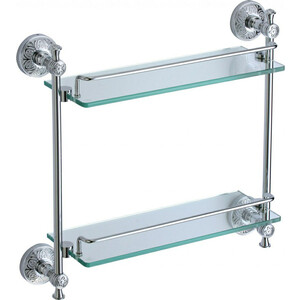 Полка стеклянная Savol серия 58а 40 см, двойная, хром (S-005822A)