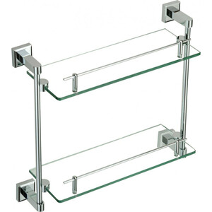 Полка стеклянная Savol серия 95 40 см, двойная, хром (S-09522)