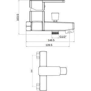 Смеситель для ванны Orange OneLife полимерный, черный матовый (P06-100b)