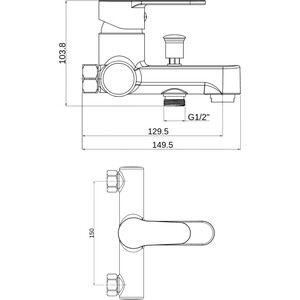 Смеситель для ванны Orange OneLife полимерный, черный матовый (P07-100b)