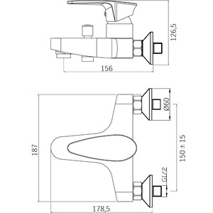 Смеситель для ванны Orange OneLife полимерный, хром (P09-100cr)