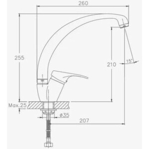 Смеситель для кухни D-Lin черный (D150422-A)