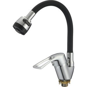 Смеситель для кухни D-Lin с гибким изливом, черный (D150422-1T)