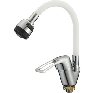 Смеситель для кухни D-Lin с гибким изливом, белый (D150422-3T)