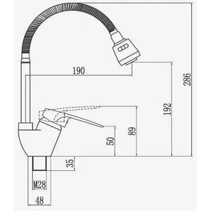 Смеситель для кухни D-Lin с гибким изливом, серый (D150628-2T)