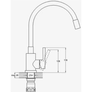 Смеситель для кухни D-Lin с гибким изливом, черный/сатин (H155316-1)